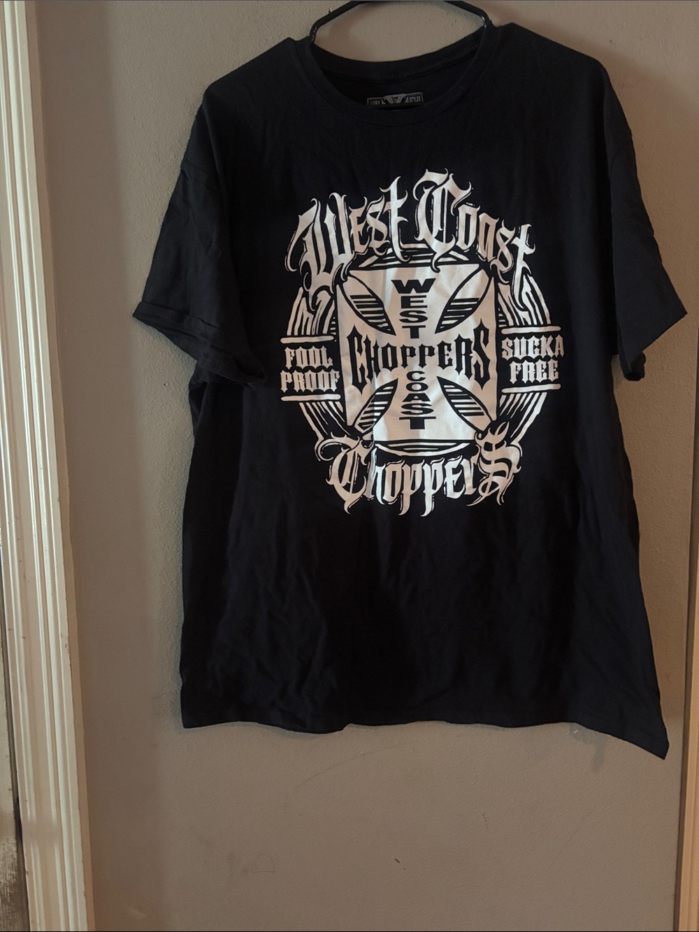 MAD Engine Black Short-Sleeve Graphic Tee with White West Coast Choppers Logo